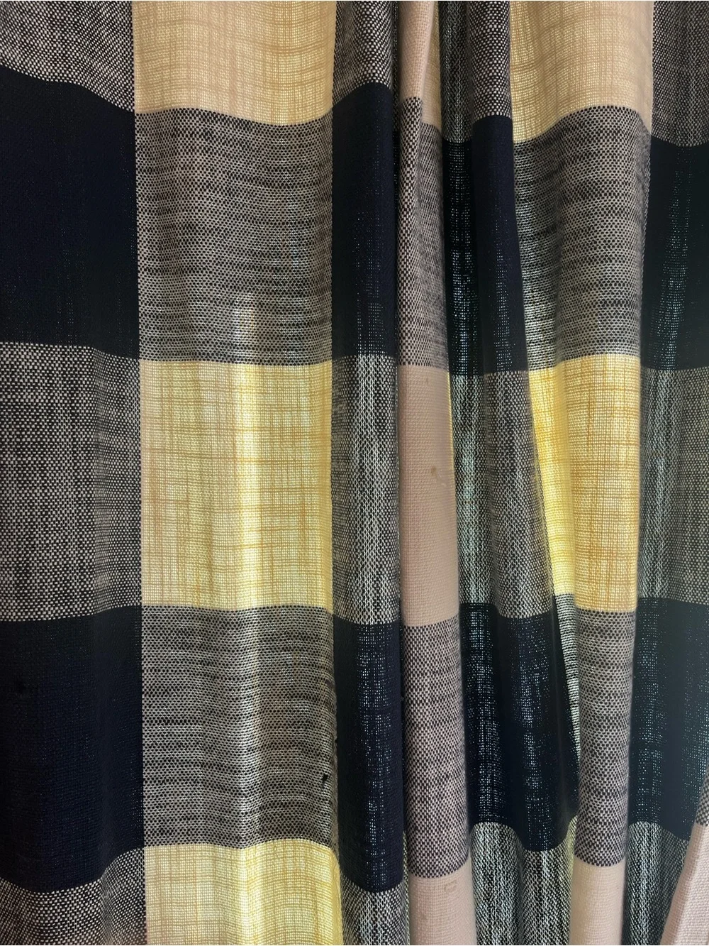 Pottery Barn Minimalist Classic Navy and Cream Buffalo Check Curtain 2 Panel